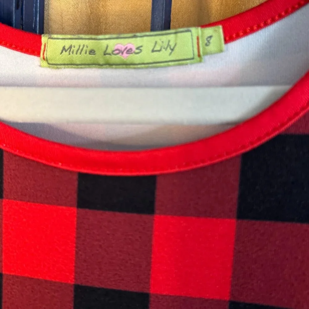 Millie Loves Lily Red Buffalo Plaid Tunic Girl's Dress – Size 8 - Picture 6 of 6